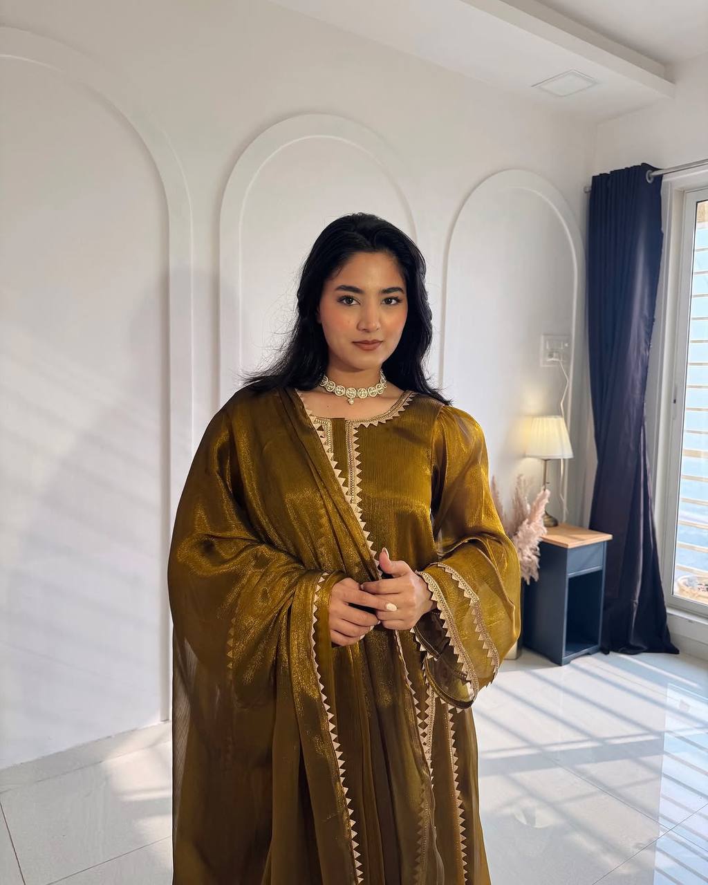 The Majestic Mustard Lustrous Gala Ensemble